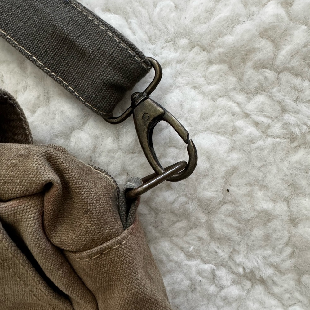 Vintage Brown Canvas Satchel with Artistic Design - Picture 9 of 12